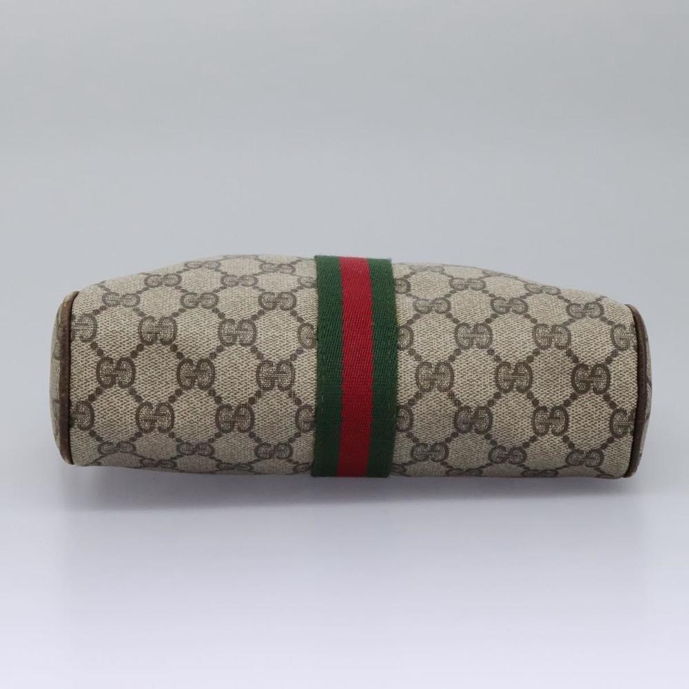 GUCCI GG Supreme Web Sherry Line Clutch Bag PVC Beige Red Green Auth th5590 - Picture 9 of 16